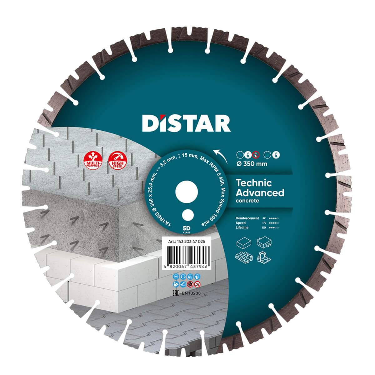 Алмазний диск Distar 1A1RSS Technic Advanced (400*3,5*25,4мм)